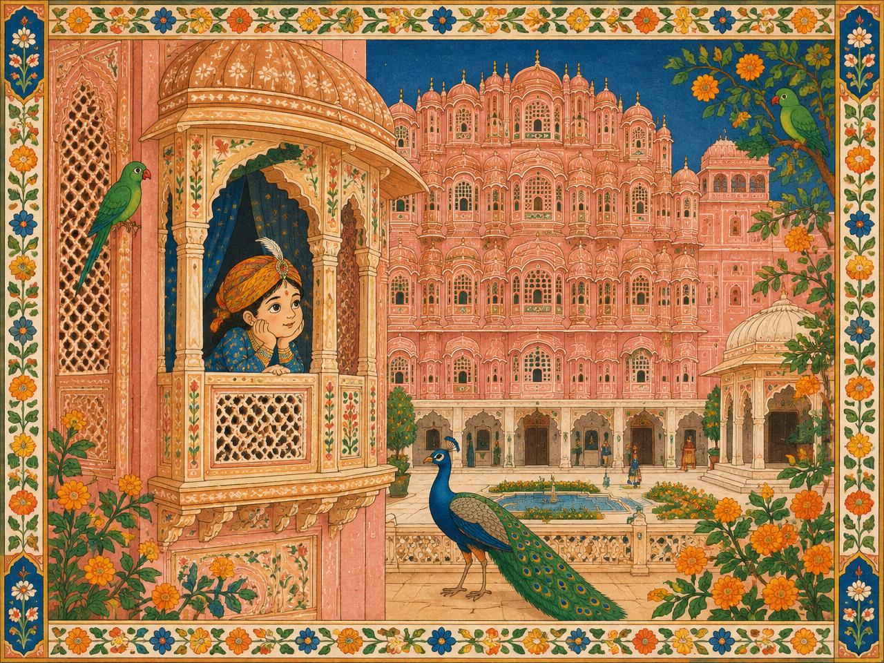 Sample page from a The Pink City Secret storybook